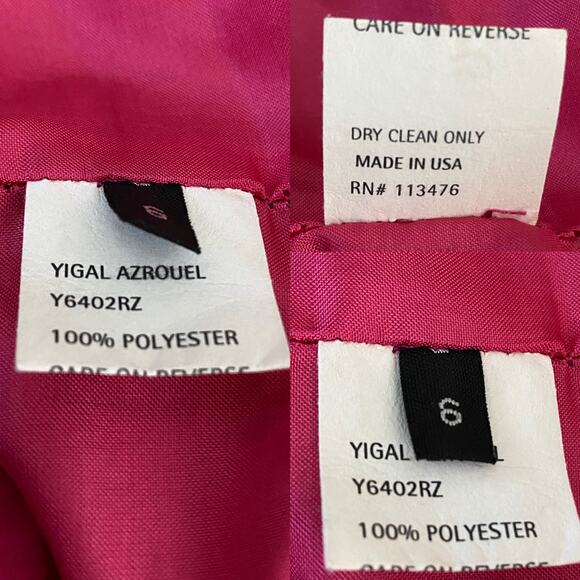 Yigal Azrouel NY Dress 6 Black Fuchsia Pockets Sleeveless Open Back - Picture 7 of 12